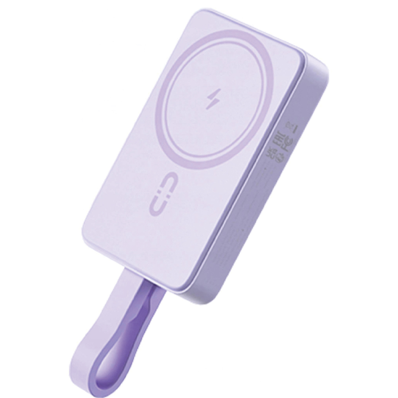 ROMOSS Magnetic Power Bank 20W 10000mAh – Purple / WMS10 / Portable Charger with Fast Charging USB-C & Lighting Cable