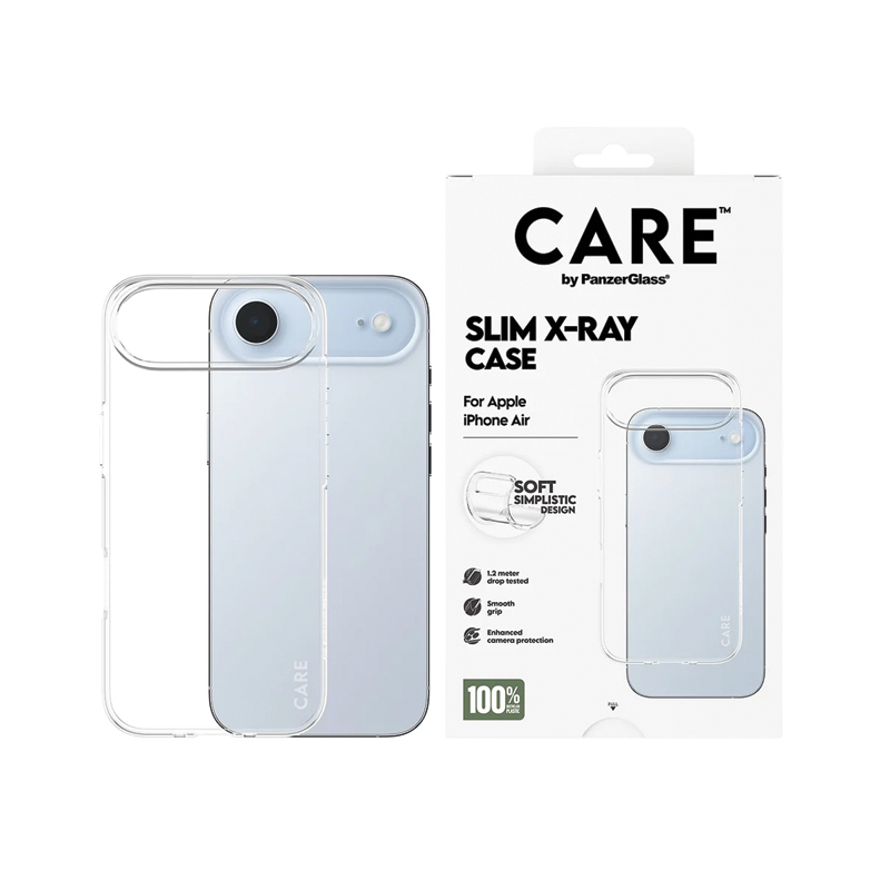 CARE by PanzerGlass® Case for iPhone 17 Air | Transparent X-Ray | Soft TPU | Shock-Absorbent | Wireless Charging Compatible | Clear