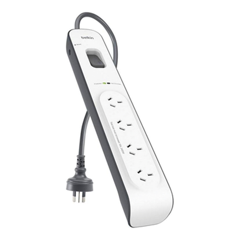 Belkin Surge Plus USB Surge Protector | 4 AC Outlets | 2 USB Ports | 12W / 2.4A | 2m Cable | 525 Joules | White