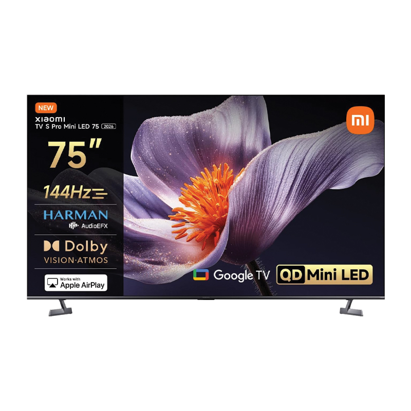 Xiaomi TV S Pro Mini LED 2026 – 75 Inch (Mini LED | 4K Display | 144Hz Refresh Rate | Dolby Vision | Dolby Atmos | Google TV | Premium Metallic Design | Bluetooth Remote Control)