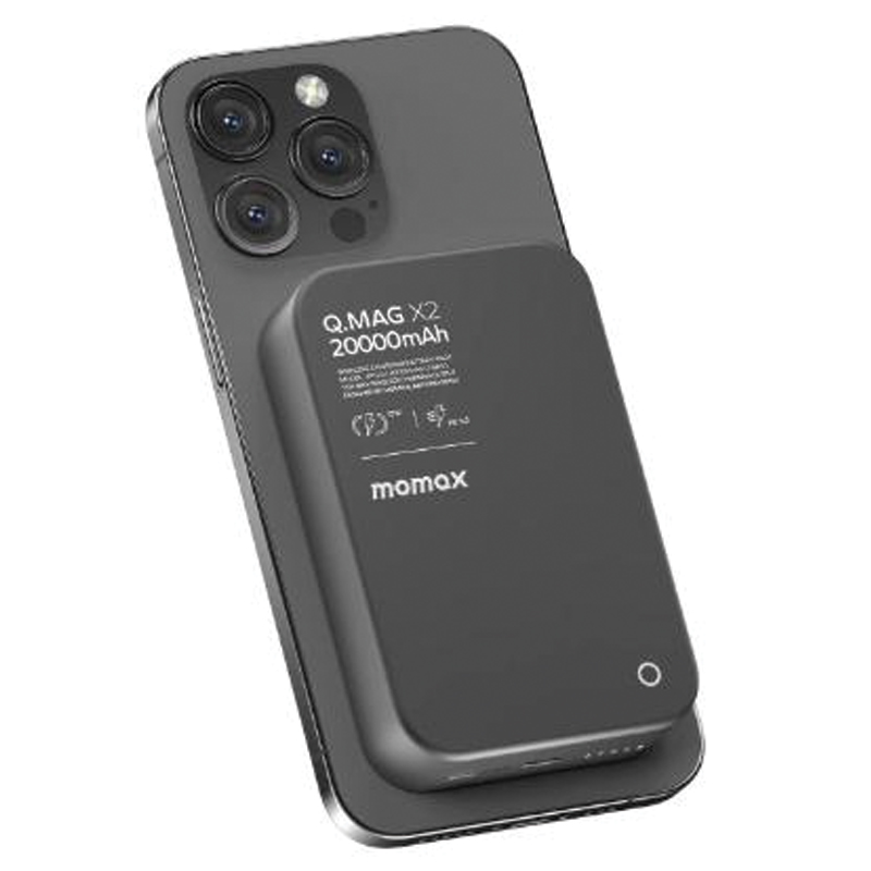 MOMAX Q.Mag X2 20000mAh Gen 2 MagSafe Wireless Power Bank – Black
